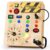 OAKJAR Busy Board with Led Light, Montessori Toys for 1-3 Years Old Boys Girls Wooden Toddler Toys Birthday Gift Educational Toys for 1+ Year Old, Toddler Travel Toy Sensory Toys for Kids with Autism