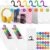 OBreezify 30 Pack Hanging Organizer Bags, 10 x 12.6 in Clear Plastic Pouches with Hooks and Numbered Stickers, Multi Color Headphone Storage Bags for Classroom Management, Home Office and Pharmacy