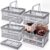 OBreezify 4 Pack Foldable Storage Crates with Handles, Small Collapsible Plastic Crate Basket, 9.5L Stackable Storage Bin for Desk Car Trunk Kitchen Pantry Office Shopping, 12x8x6 Inch(Gray)