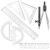 Ocapind 1 Set Plastic Geometry Math Set, Measuring Tool Includes Clear Ruler 12 Inch 6 Inch 6 and 3.8 Inches Protractor 45/60 Degree Triangle Rulers Compass for Office Drawing Drafting Engineering