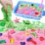 Ocean Sensory Bin, Play Set with 2 Color Moldable Sensory Sand, Magic Sand Art Kit with Sandbox, Sensory Beach Toys for Toddlers Kids, Christmas Birthday Gift for Boys Girls Age 3 4 5 6 7 8