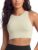 ODODOS Racerback Tank Bra for Women High Neck Non Padded Medium Support Sports Bra Workout Yoga Crop Tops, Oat Milk, Medium