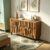 OGLOMU 47″ Linear Geometric Timber Freestanding Storage Chest, Accent Cabinets with Metallic Base Supports, Utility Organizer with Wall Safety Straps for Dining Entry Zones, Natural Ash