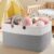 OIAHOMY 75L Large Blanket Basket, 22”x17”x12” Rectangle Woven Baskets For Storage, Nursery Blanket Storage Living Room, Toy Box With Long Handle-Gradient Grey With White