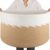 OIAHOMY 90L Extra Large Blanket Basket – Decorative Cotton Rope Storage Basket for Bedroom, Living Room & Nursery – Woven Laundry Hamper for Organizing Blankets, Clothes & Toys – Yellow & White
