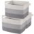 OIAHOMY Storage Basket, Woven Baskets for Storage, Cotton Rope Basket for toys,Towel Baskets for Bathroom – Pack of 3, Gradient Gray