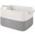 OIAHOMY Woven Storage Basket for Shelves, Rectangle Cotton Rope Baskets for Organizing, 13 x 10 x 9 in, Storage Bins for Dog Toys,Towel,Books,Gift,Grey and White