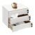 Ojseimchrl 3 Drawer Wooden Desktop Storage Cabinet, Lockable Desk Organizer with 6 Keys, Pre Assembled Countertop Drawer Unit for Office Files Cosmetics, 15.75x11x12.2In (White)