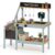 OLAKIDS Mud Kitchen, Kids Outdoor Wooden Playset with Planter Box Sink Faucet Water Tank Chalkboard Cooking Accessories, Toddler Montessori Backyard Pretend Toy Set