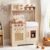 OLAKIDS Play Kitchen, Wooden Kids Cooking Toy with Realistic Lights Sounds, Ice Maker, Microwave, 14 Pretend Play Accessories for Boys Girls Ages 3+