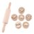 OLYCRAFT 6Pcs Wooden Playdough Stamp with 1Pc Rolling Pin Dinosaur Theme Wood Playdough Tools Natural Wood Pottery Stamps Wooden Clay Stamps Set for Polymer Clay Ceramic Decorating Art