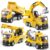ORANGE OCEAN 4 Pcs Construction Truck Toys for 2 3 4 5 Year Old Boys, 9″ Construction Vehicles with Light & Sound, Trucks for Toddlers 2-4 Years, 2 3 4 5 Year Old Boy Birthday Gifts