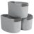 Organizix 3 Pack Cotton Rope Storage Basket Woven Shelf Storage Bin with Faux Leather Handles, Decorative Closet Shelf Woven Basket for Storage Organizers, 15 x 10 x 9, Gray