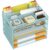 OrgMate 5 Tier Paper Letter Tray Desk Organizer with Pen Holders – Blue