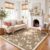 Othilic Tan Square Rugs 7ft – Soft Washable Boho Farmhouse Living Room Rug