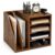 OUKMIC Wood Desk Organizer, 4-Tier Desktop File Organizer with 2 Side Slots, Desk Shelf Paper Organizer with Anti-Slip Pads, Easy Assembly Desk Accessories for Mail, Envelopes, Home Office, Brown