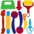 Oun Nana Dough Play Tool Kit for Kids, 9 PCS Basic Dough Starter Set with Pizza Cutter, Safety Scissors, Rolling Pin, Roller, Extruder, Plastic Scraper, Knife