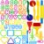 Oun Nana Dough Play Tools Set 57 PCS Plastic Dough Toys Accessories with Alphabet Letters and Numbers Cutters, Rolling pin, Rollers, Extruder, Safety Scissors, Plastic Knife