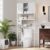 OUTLANE Over-the-Toilet Storage Cabinet with 2 Doors, Wood and Metal Bathroom Space Saver Shelf, Toilet Paper Holder & Removable Drain Basket, Freestanding Organizer for Bathroom