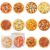 Outus 400 Pieces Pizza Roll Stickers Round Pizza Scratch Stickers Self-Adhesive Round Label for Kid Learning Party Home Wall Decoration, 9 Styles, 1.5 Inches
