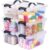 OUTUXED Storage Bins with Lids 6 Pack 7QT Plastic Stackable Organizer Boxes Small Containers for Home Office Pantry Organization, Clear
