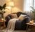 Oversized Fluffy Bean Bag Chair, Comfy Faux Fur Lazy Sofa Chair with Side Pocket, Anti‑Slip Floor Bean Bag Couch for Adults, Reading Lounge Chair for Living Room Bedroom