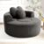 Oversized Round Bean Bag Chair with Curved Armrest, Large Circular Corduroy Accent Lounge Sofa with 2 Heart Throw Pillows, High Density Foam Comfy Reading Nook Lazy Couch,