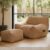 Oversized Striped Corduroy Bean Bag Chair with Ottoman for Adults, 41.7″ Large Lazy Floor Sofa Set with Side Pocket & Carry Handle, Anti-Slip Bottom Comfy Bean Bag Lounge Chair,
