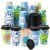 Ovveroche 50 Pack 16 oz Disposable Coffee Cups with Lids Blue Colorful