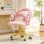 OVX Velvet Swivel Desk Chair with Bubble Back,Pink Vanity Chair