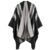 OWIF Women’s Shawl Wraps Open Front Travel Poncho Cape Warm Oversized Plaid Sweaters Casual Cardigan Shawls for Fall Winter,Series 04-Stripe Black