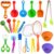 OWIU&REFN 19 Pieces Sensory Bin Filler, Sensory Bin Tools Set with 5 Scoops, Tweezers, Mini Silicone Tong, Scissors Clip, Dropper, Beach Shovels, Funnel, Sensory Bin Accessories Tools