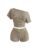 OYOANGLE Girl’s Striped Two Piece Set Off The Shoulder Top and Shorts Sets