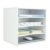 PAG Mail Sorter Organizer, Wood Countertop Literature Organizer, Office Supplies Desktop File Bill Paper Organizer for Office Home School, 4 Compartments, White