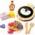 PairPear Wooden Waffle Maker Toy Food Playset, Kids Pretend Play Food Kitchen Accessories, Wooden Cooking Toy Baking Playset, Toddler Play Breakfast Brunch Tea Sets Cutting Food Gift for Girls Boys 3+