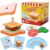 Pajojoqa Wooden Sandwich Stacking Toys, Montessori Toys for Toddlers Kitchen Play Food Educational Preschool Learning Toys Christmas Birthday Gift Kids Toys for Boys Girls 3 4 5 Years Old (Sandwich)