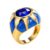 PAMTIER Gold Plated Chunky Signet Ring Blue Size 7