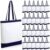 Paterr 24 Pcs Blank Canvas Tote Bags Bulk 15.7 x 14.9 Inches, Medium Lightweight Reusable Grocery Shopping Bag with Handles, for DIY Gift Sublimation Painting Activity, Beige (Blue)