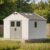 Patiowell 10×10 FT Outdoor Storage Shed, Plastic Shed with Floor and Skylight, Four-Window Resin Storage Shed with Lockable Door for Garden, Patio, Backyard, Beige