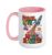 Peaceful Rocket Launch for Science Hobby Fans Ceramic Mug, Pink/White, 15oz