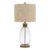Pemberly Row 150W Table Lamp, Bubble Glass Body with Rope Accent, Beige Drum Linen Shade, E26 Bulb Base, Round Resin Base, 3-Way Intensity Control, Coastal-Inspired Home Decor Lighting for Living Room