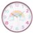 Pemberly Row 18″ Round Juvenile Wall Clock, Rainbow Print Face, Pink Frame, Glass Surface, Non-Ticking Quartz Movement, Easy-to-Read Numeric Display, Durable Plastic, Kid’s Bedroom or Playroom Decor