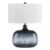 Pemberly Row Glass Table Lamp, 150W Bubble Design, Blue and White Finish, Fabric Drum Shade, 3-Way Switch, 6 ft Cord, Coastal Nautical Style, Bedroom Living Room Office Lighting