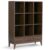 Pemberly Row Solid Hardwood Cube Storage Bookcase, 58″ H x 42″ W, Dark Walnut Brown Finish, 3 Drawers and 9 Compartments, Mid-Century Modern Style for Living Room, Office, or Bedroom
