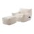 Penau Oversized Bean Bag Chair, Ottoman, White Fabric