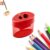 Pencil Sharpeners with Lid, 2026 New Dual Hole Sharpener, Compact Colored Handheld Sharpener Suitable for Office Home, Red