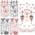 PEPFTG Halloween Gothic Face Gems Jewels for Women, Red & Black 4 Sheets