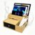 PERFECYEE Bamboo Charging Station Organizer with USB Charger and 5-Cable