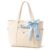 Personalized Bridesmaid Tote Bag Canvas Beach Bag with Initial Ribbon