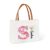 Personalized Floral Initial Canvas Tote Bag with Zipper Name for Women